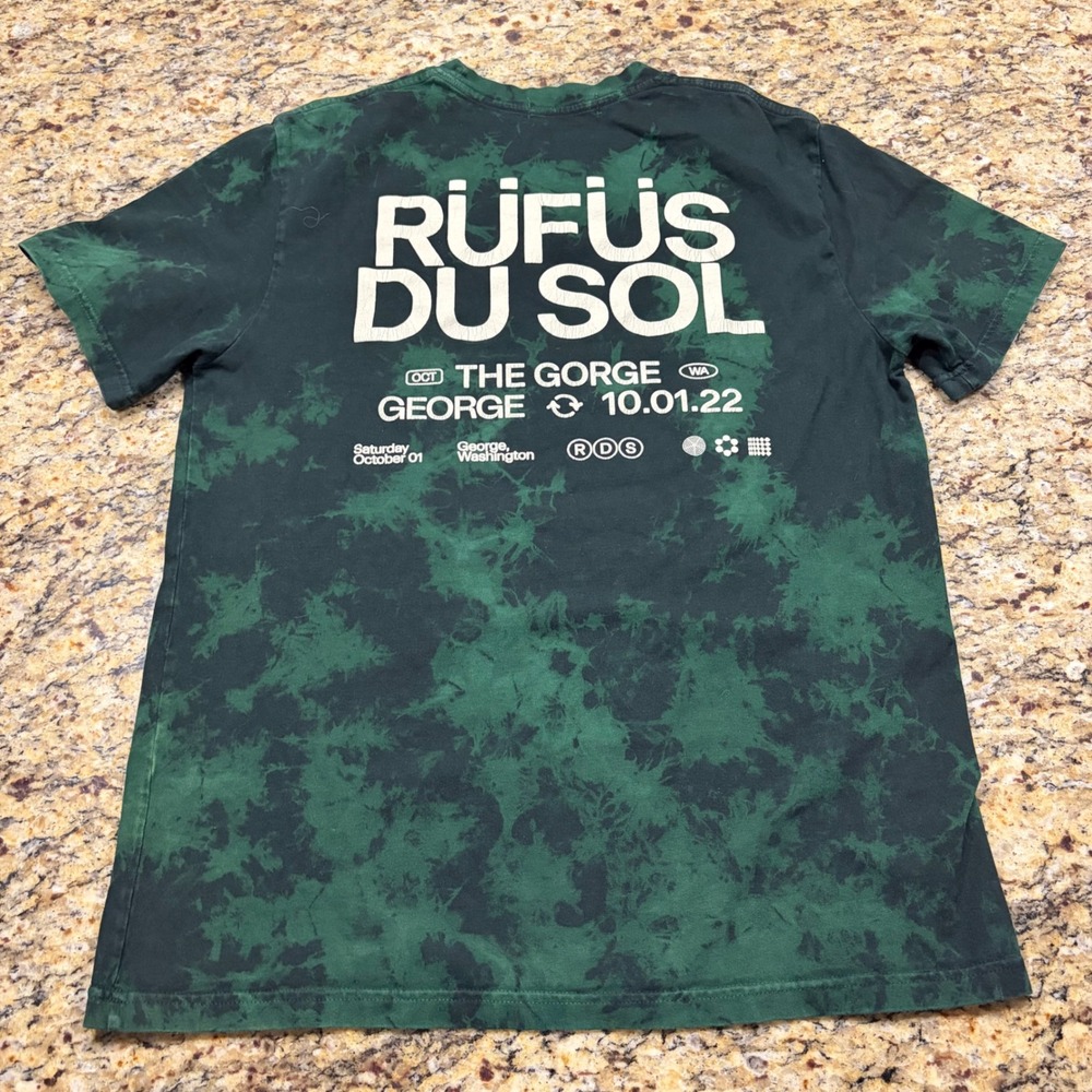 Rufus Du Sol The Gorge George WA 2022 Tour Tie Dye Shirt Green Mens L ws
